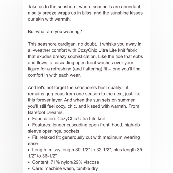 Barefoot Dreams Ultra Lite Hooded Seashore Cardigan - Picture 6 of 9